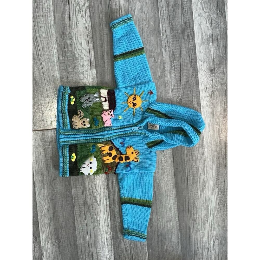 Infants Handmade Peruvian Sweater - Farm Animals Hand Knitted - 6-12 Months